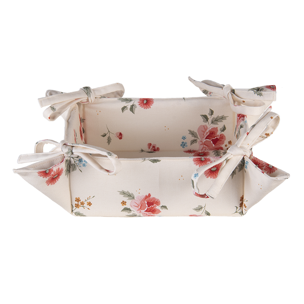 Clayre & Eef Broodmand 35x35x8 cm Beige Katoen Rozen afbeelding