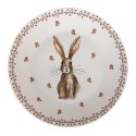 Clayre & Eef Assiette de dîner Ø 26 cm Beige Marron Porcelaine Rond Lapin