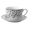 Clayre & Eef Cup and Saucer 238 ml White Black Porcelain