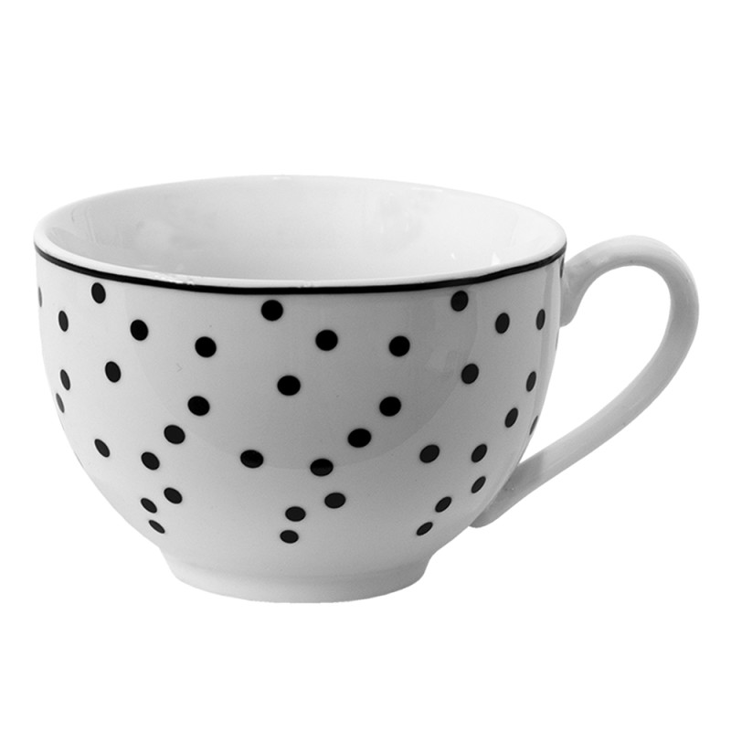 Clayre & Eef Cup and Saucer 238 ml White Black Porcelain