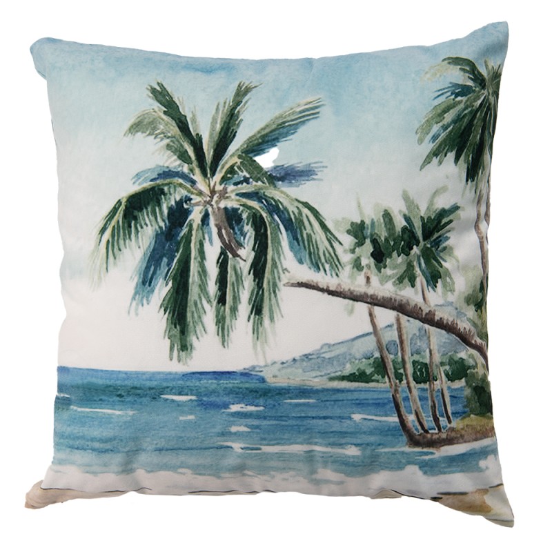 Clayre & Eef Cushion Cover 45x45 cm Blue Green Polyester Palm Trees