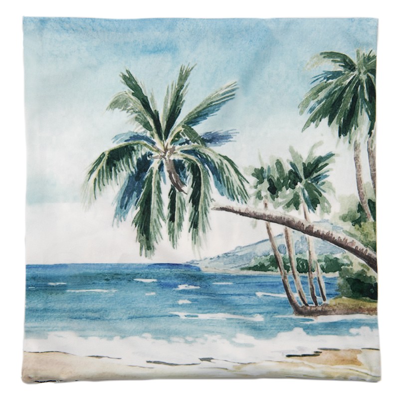 Clayre & Eef Cushion Cover 45x45 cm Blue Green Polyester Palm Trees