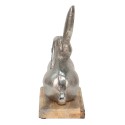 Clayre & Eef Figurine Rabbit 21x11x28 cm Silver colored Aluminium Wood