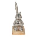 Clayre & Eef Figurine Lapin 21x11x28 cm Couleur argent Aluminium Bois