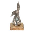 Clayre & Eef Figur Kaninchen 11x10x20 cm Silberfarbig Aluminium-Holz