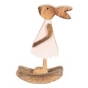 Clayre & Eef Figurine Rabbit 14x7x25 cm Brown Pink Wood