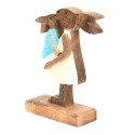 Clayre & Eef Figurine Rabbit 15x6x22 cm Brown Pink Wood