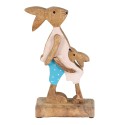 Clayre & Eef Figurine Rabbit 12x6x22 cm Brown Blue Wood