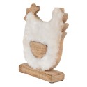 Clayre & Eef Figurine Rooster 18x5x21 cm White Brown Wood Textile