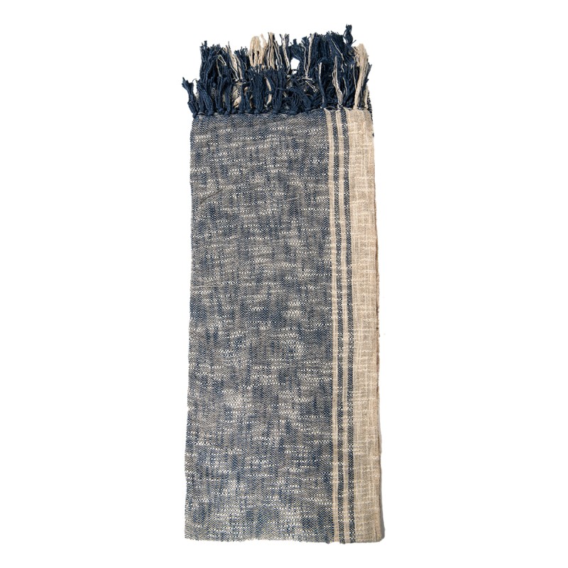 Clayre & Eef Throw Blanket 125x150 cm Blue Brown Cotton Rectangle