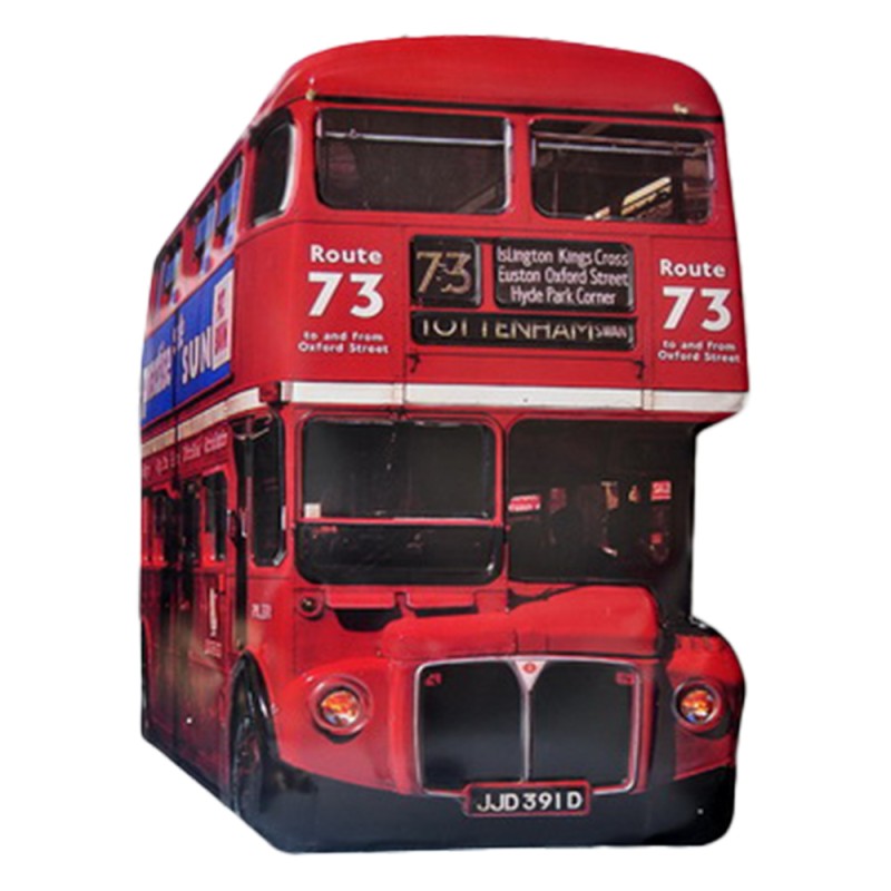Clayre & Eef Decorazione murale  Autobus 60x80 cm Rosso Nero  Ferro Route 73