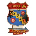 Clayre & Eef Wall Decoration 43x63 cm Blue Red Iron Route 66 Motel