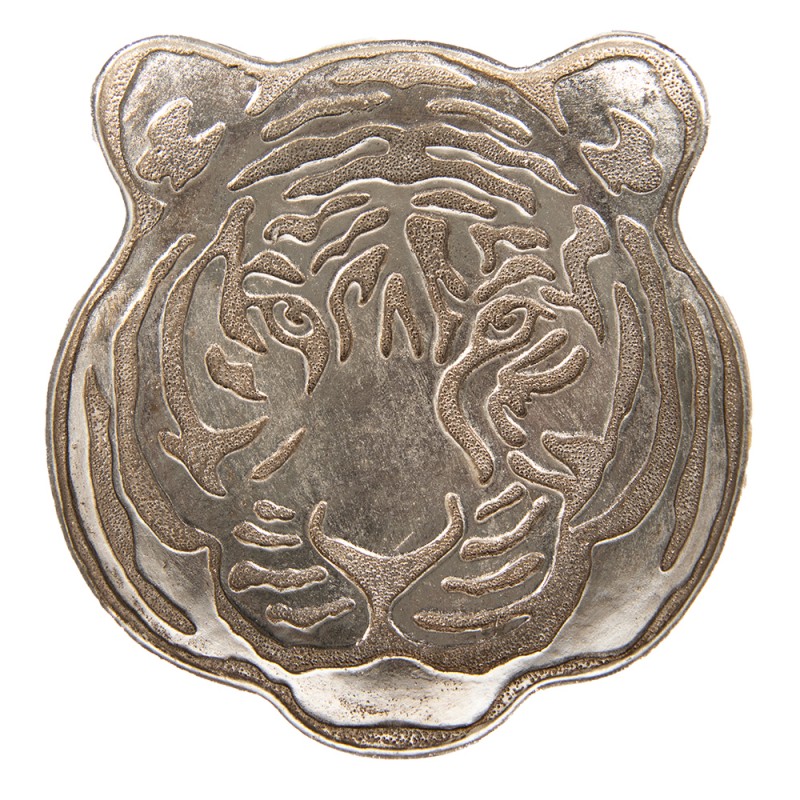 Clayre & Eef Bol de décoration Tigre 19x19x2 cm Couleur argent Plastique Rond