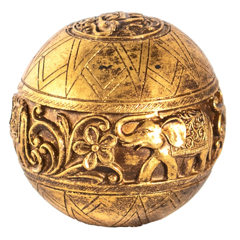 Clayre & Eef Decoration Ø 10 cm Gold colored Polyresin Round Elephant