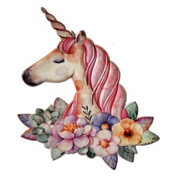 Clayre & Eef Décoration murale Licorne 52x53 cm Rose Beige Fer