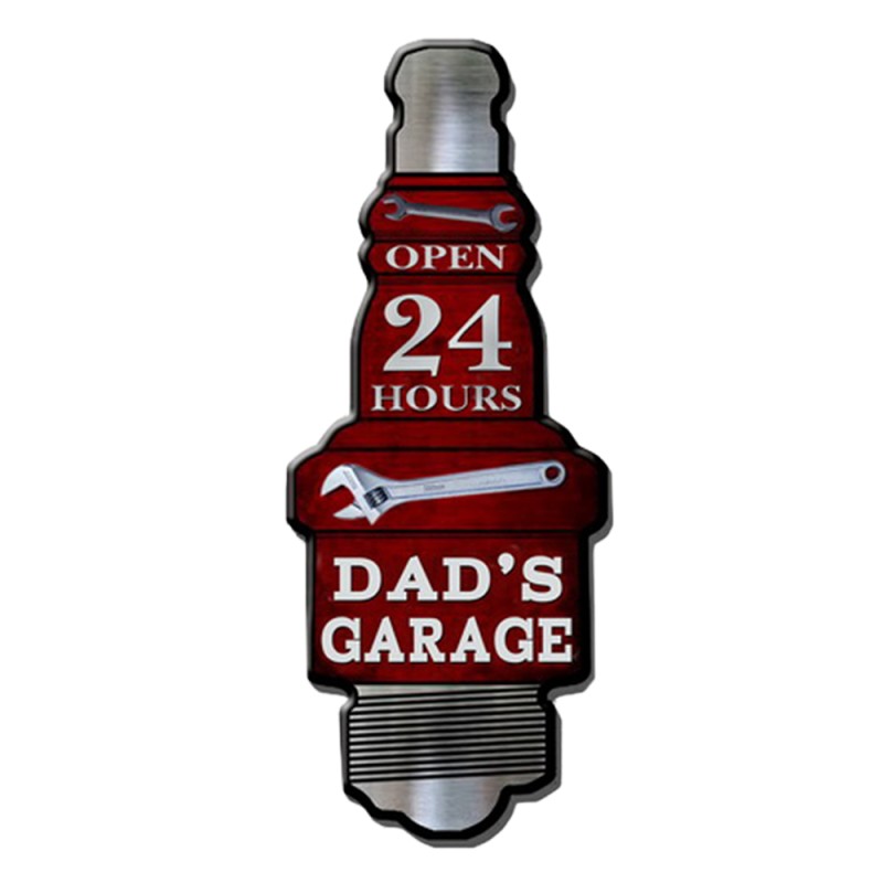 Clayre & Eef Décoration murale 20x50 cm Rouge Noir Fer Dad's Garage