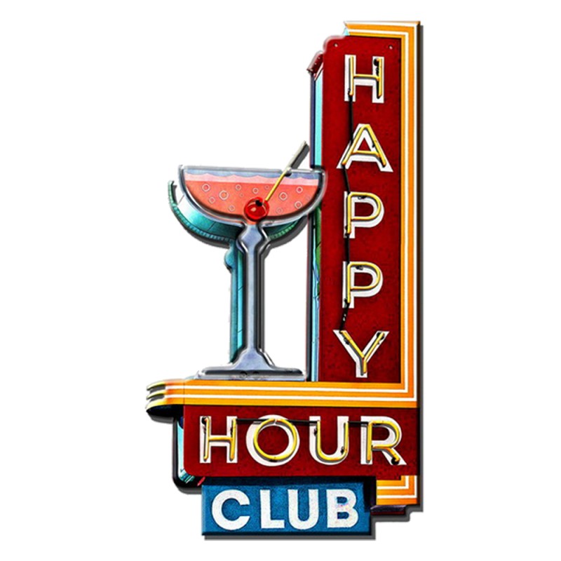 Clayre & Eef Wall Decoration 32x60 cm Red Iron Happy Hour Club