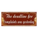Clayre & Eef Text Sign 50x20 cm Red White Iron Rectangle The deadline for complaints was yesterday