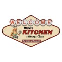 Clayre & Eef Décoration murale 49x27 cm Beige Rouge Fer Welcome mum's kitchen Always Open