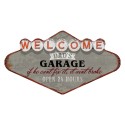 Clayre & Eef Wall Decoration 49x27 cm Grey Red Iron Welcome Dad's Garage