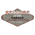 Clayre & Eef Decorazione murale  49x27 cm Grigio Rosso Ferro Welcome Dad's Garage