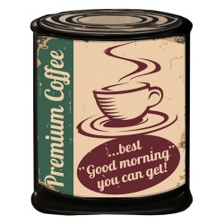 Clayre & Eef Wanddecoratie  20x26 cm Beige Groen Ijzer Premium Coffee …best "good morning" you can get!