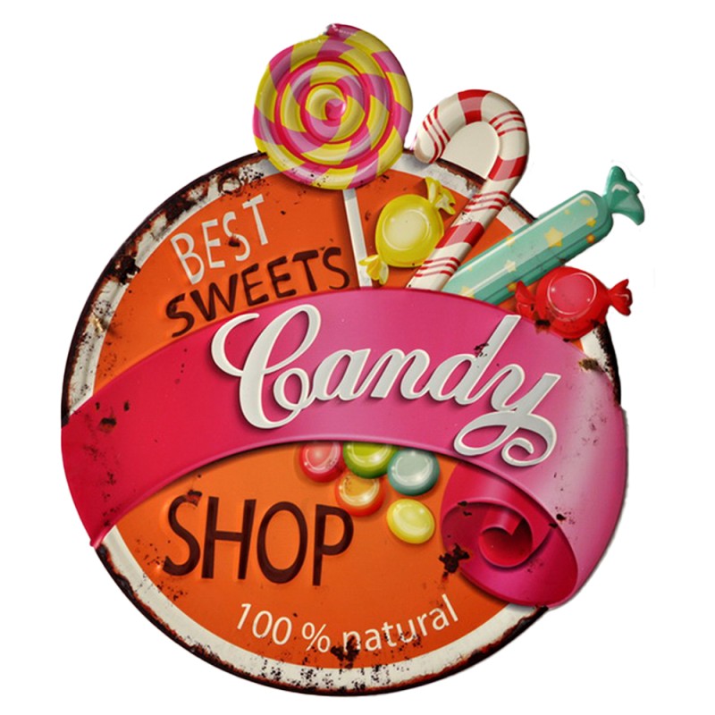Clayre & Eef Wall Decoration 43x50 cm Pink Iron Candy shop