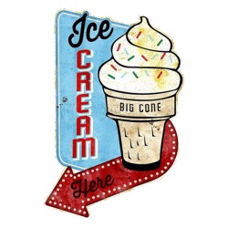 Clayre & Eef Décoration murale 40x60 cm Bleu Blanc Fer Ice Cream