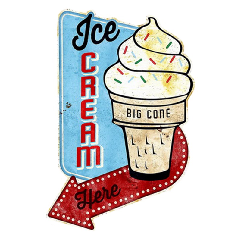 Clayre & Eef Decorazione murale  40x60 cm Blu Bianco  Ferro Ice Cream