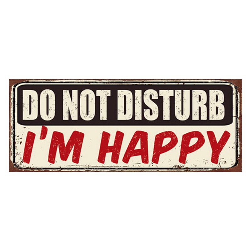 Clayre & Eef Text Sign 50x20 cm Red White Iron Do not Disturb I'm Happy