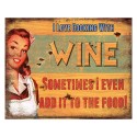 Clayre & Eef Plaque de texte 20x25 cm Jaune Fer Rectangle I love cooking with Wine