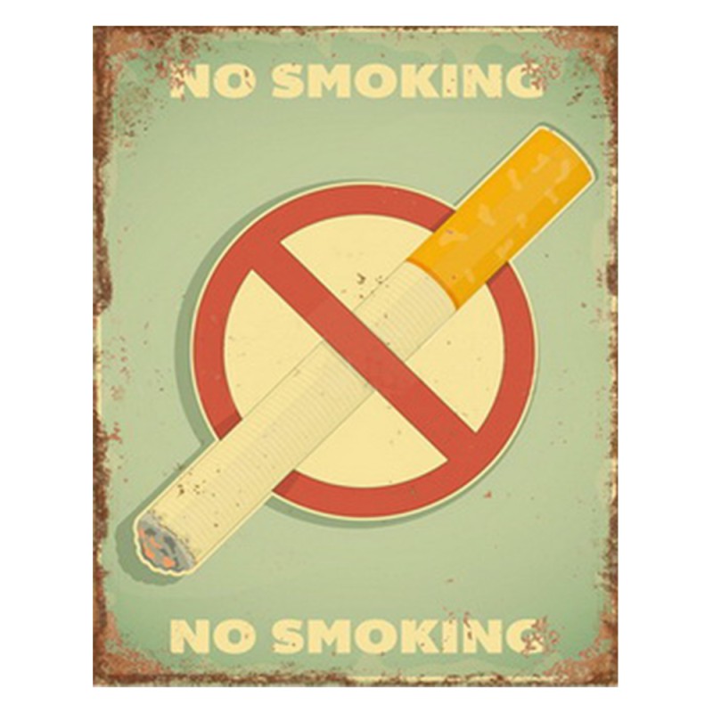 Clayre & Eef Plaque de texte 20x25 cm Vert Rouge Fer Rectangle No smoking