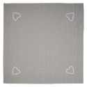 Clayre & Eef Tovaglia 100x100 cm Grigio Bianco Cotone Quadrato Cuori quadri