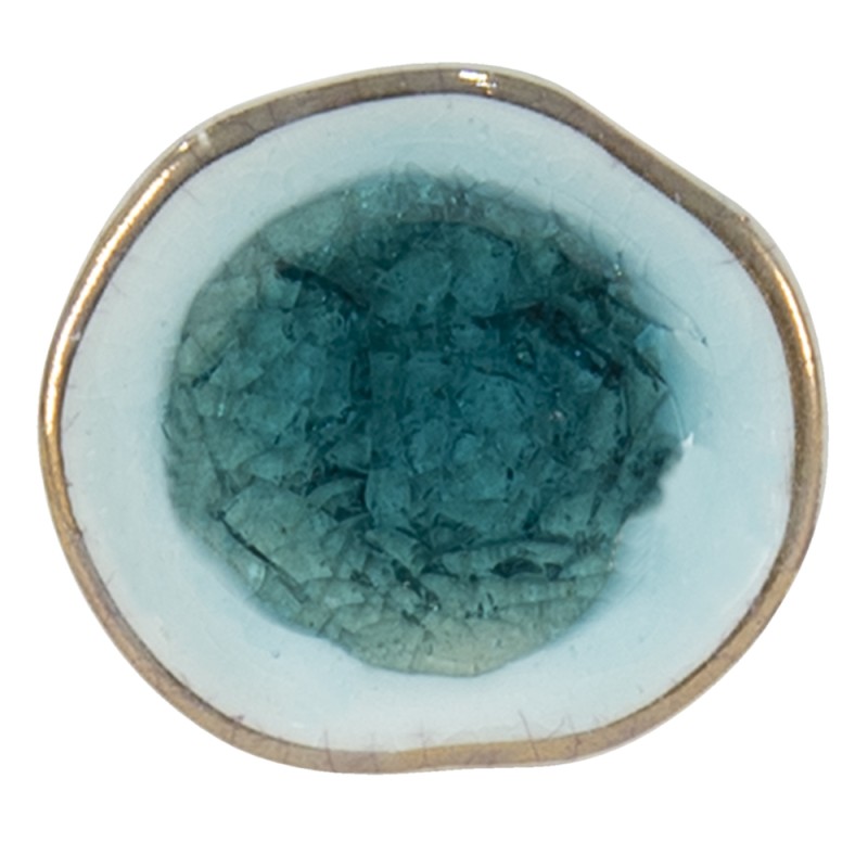 Clayre & Eef Poignée de porte Ø 4 cm Turquoise Céramique