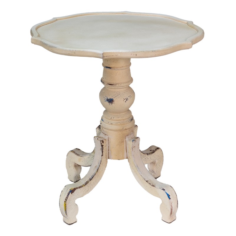 Clayre & Eef Table d'appoint Ø 65x73 cm Blanc Bois Rond