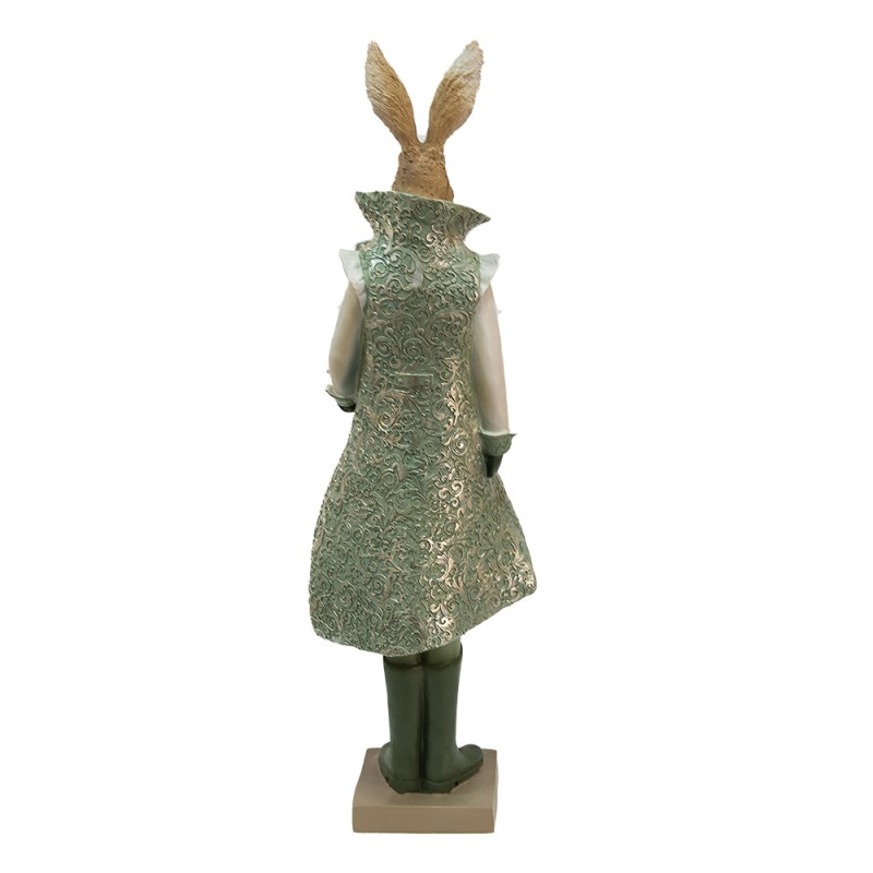 Clayre & Eef Figurine Lapin 61 cm Vert Marron Polyrésine