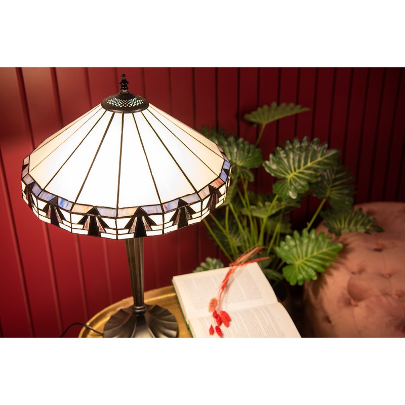 LumiLamp Lampada da tavolo Tiffany Ø 41x63 cm Beige Marrone  Vetro Plastica Rotondo