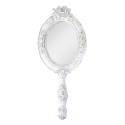 Clayre & Eef Handheld Mirror 10x25 cm White Gold colored Plastic Glass