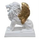 Clayre & Eef Decoration Lion 24x13x25 cm White Gold colored Polyresin