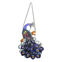 LumiLamp Tiffany Glasscheiben Pfau 70 cm Blau Glas