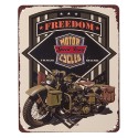 Clayre & Eef Tekstbord  25x20 cm Beige Zwart Ijzer Freedom Motorcycle