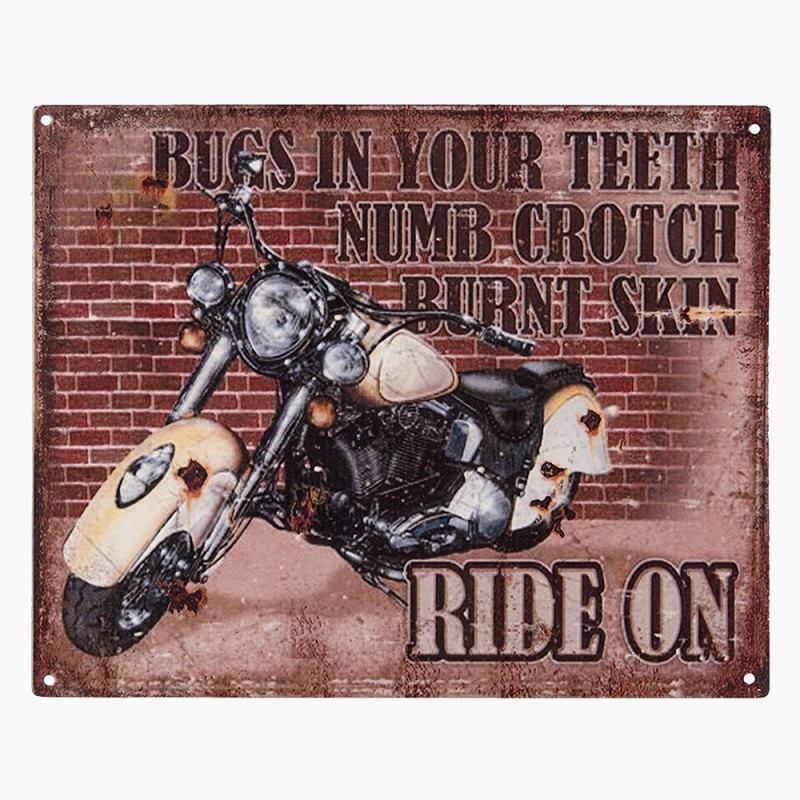 Clayre & Eef Text Sign 20x25 cm Brown Iron Motor Ride on