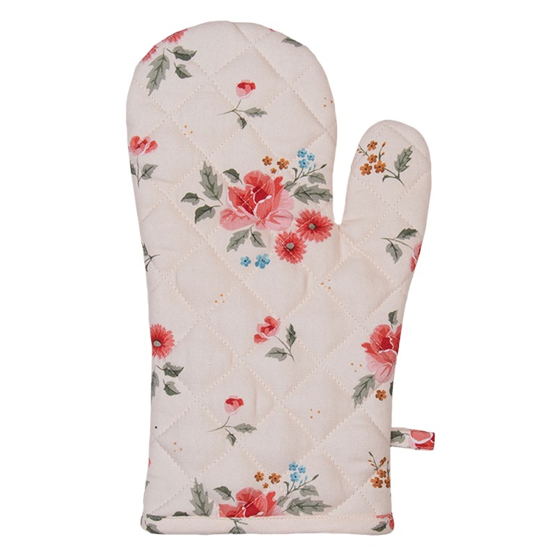 Clayre & Eef Manique de four 18x30 cm Beige Coton Roses