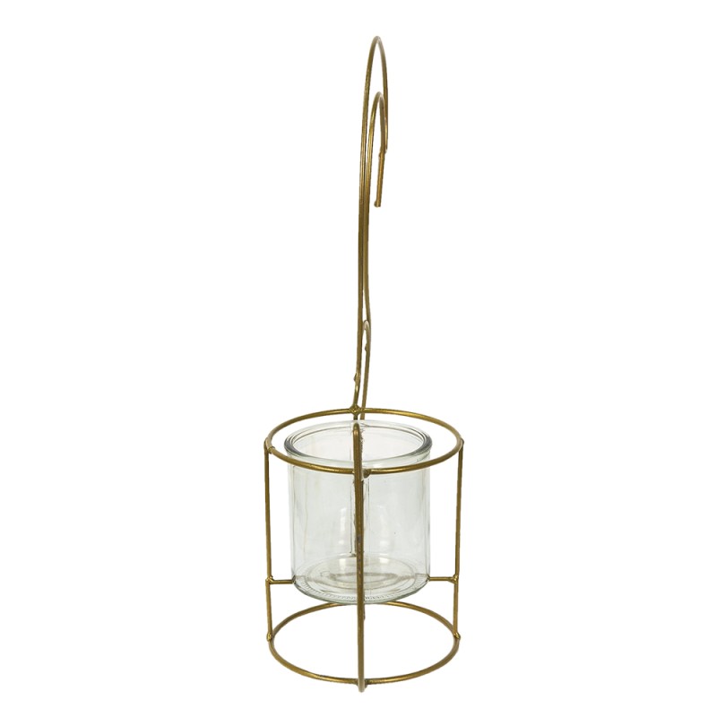 Clayre & Eef Teelichthalter Schwan 33x13x41 cm Goldfarbig Eisen Glas