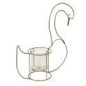 Clayre & Eef Tealight Holder Swan 33x13x41 cm Gold colored Iron Glass