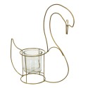 Clayre & Eef Teelichthalter Schwan 33x13x41 cm Goldfarbig Eisen Glas
