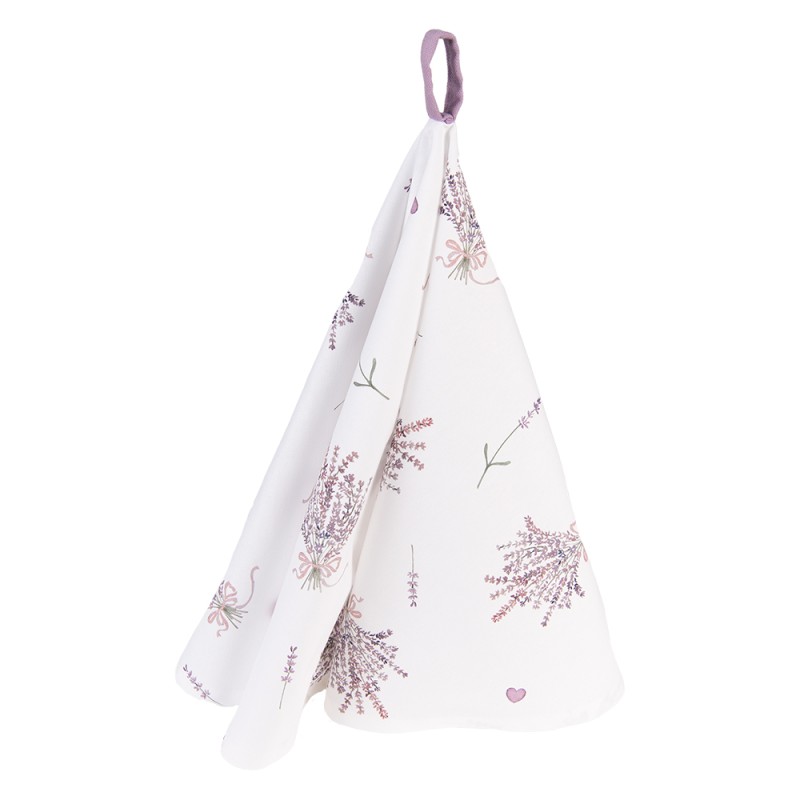 Clayre & Eef Torchon Ø 80 cm Violet Blanc Coton Rond Lavande