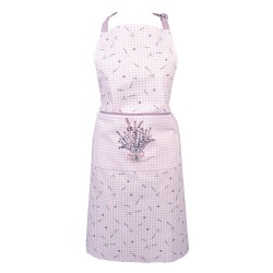 Clayre & Eef Kitchen Apron 70x85 cm Purple White Cotton Lavender