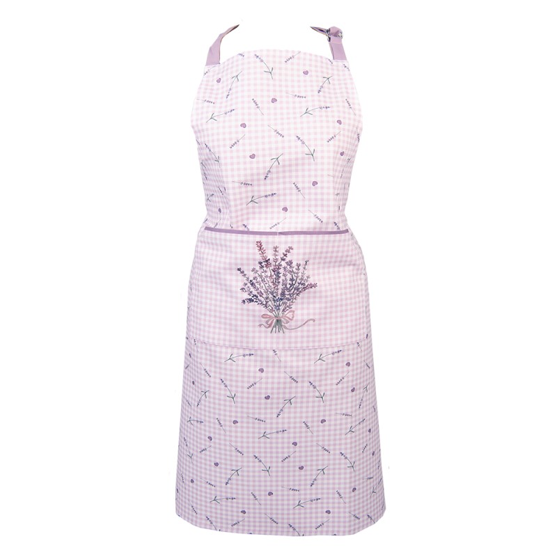 Clayre & Eef Kitchen Apron 70x85 cm Purple White Cotton Lavender