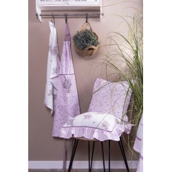 Clayre & Eef Kitchen Apron 70x85 cm Purple White Cotton Lavender